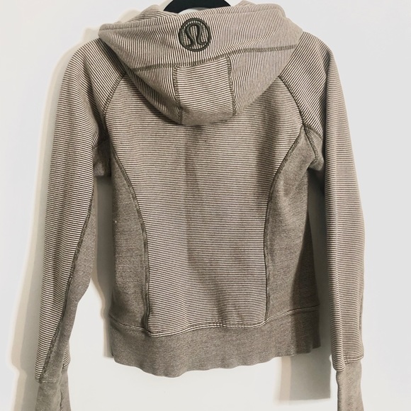 LULULEMON Striped Grey and White Scuba Hoodie - Picture 2 of 4